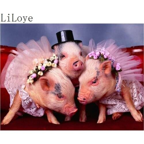 LI LOYE DIY 5D diamond painting Three pigs diamond cross stitch full rhinestone mosaic painting kit set embroidery Decor FZ466