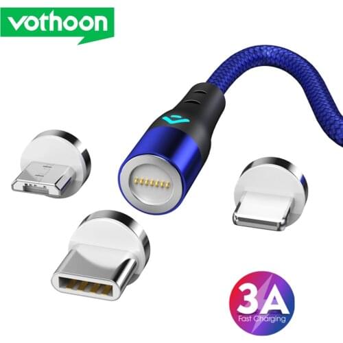 Vothoon 1m Magnetic Cable Micro USB C Cable For iphone 11Pro XS Samsung Xiaomi Type-C Cable Fast Charging Magnet Charger Cable