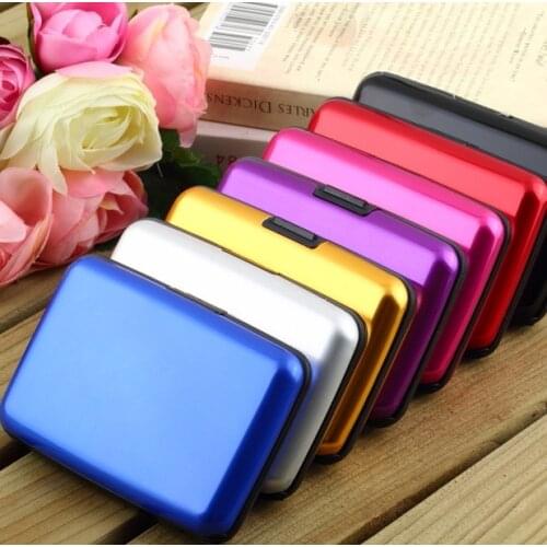 Womens Mens Travel Metal Card Holder Waterproof Credit Card Holder Bag Shiny Antimagnetic Waterproof Aluminum Card Holder