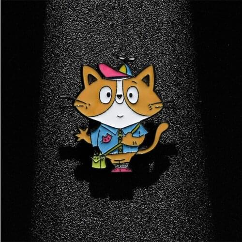 Cute Orange Kitten Satchel Metal Brooches Enamel Pins Lapel Pins Animal Cute Badge Cartoon Accessories Gifts for Friends
