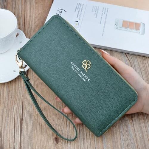 MONNET CAUTHY Newest Long Wallets PU Zipper High Capacity Multifunction Multi-card slot Purse Practical Casual Green Grey Wallet