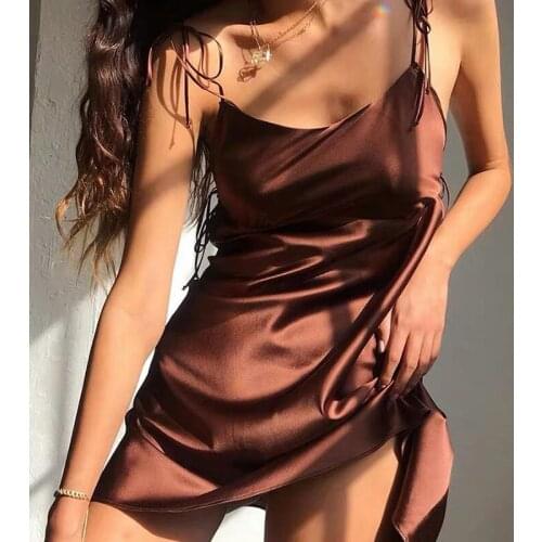 Fashion Women Solid Spaghetti Straps Backless Sleeveless Sexy Dresses Bottom Length Adjustable Ladies Casual Dress Ne'w