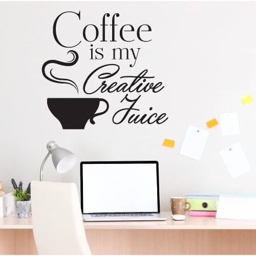 Motivational Wall Decal Quotes Coffee Is My Creative Juice Interior Cafe Shop Wall Stickers Home Decor Kitchen Art Mural SYY979