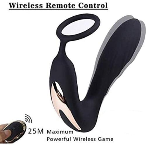 Male Prostate Massager Anal Vibrator with Penis Ring Masturbation Wireless Remote Butt Plug Gay Sex Toys G Spot Stimulation