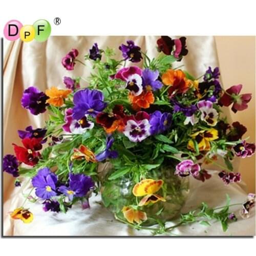 DPF Colorful Flower DIY Diamond Embroidery Diamond Painting Cross Stitch Kits Home Decor Rhinestone square Full Diamond Floral