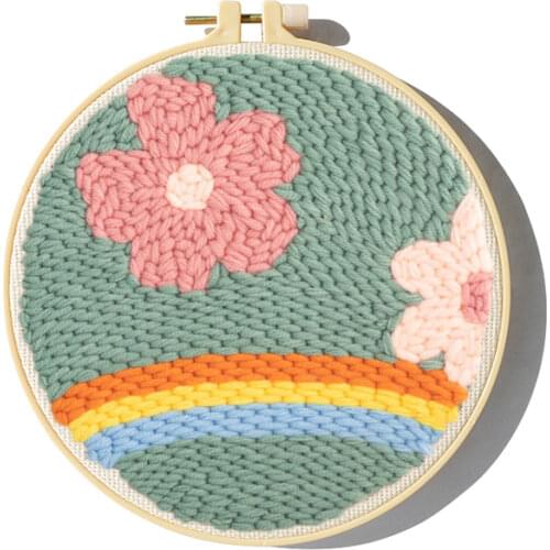 Lovely Flower Punch Needle Embroidery Kit for Beginners Easy Embroidery DIY Needlework Wool Work Home Decor Custom Embroidery