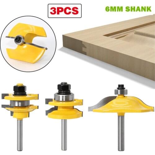 3pcs/set 6mm Shank Carbide Ogee Woodworking Cutter Router Bits Raised Panel Cabinet Door Router Bit Sets
