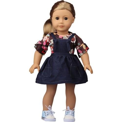 2021 New Pattern Clothes Two Piece Printed Back Skirt Suit Fit 18 Inch American&43cm Baby New Born Doll Clothes Accessories