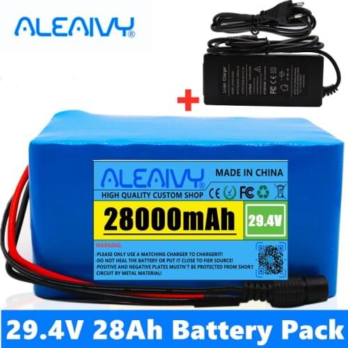 Genuine 24 V 28ah Battery Pack 250W 350W 29.4V 7s5p, for Bag Wheelchair Electric Bicycle Lithium Ion Battery + 29.4V 2A Charger