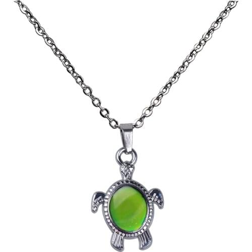 Cute Animal Sea Turtle Pendant Color Change Emotion Mood Chain Necklace