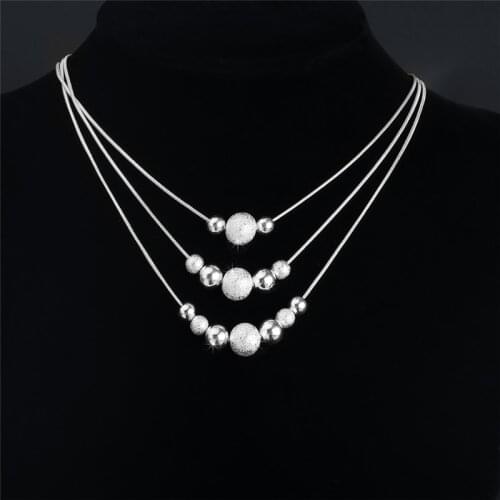 Pure 925 Silver Necklaces For Women 3 Layer Beads Buddha Necklace Chain Collier Femme Wedding Bridal Jewelry Accessories Bijoux