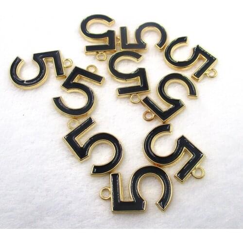 10pcs/lot 14*23mm Hot High Quality Alloy Golden Black Digital Charm Number 5 Charms Pendant For Necklac Making Findings XL425
