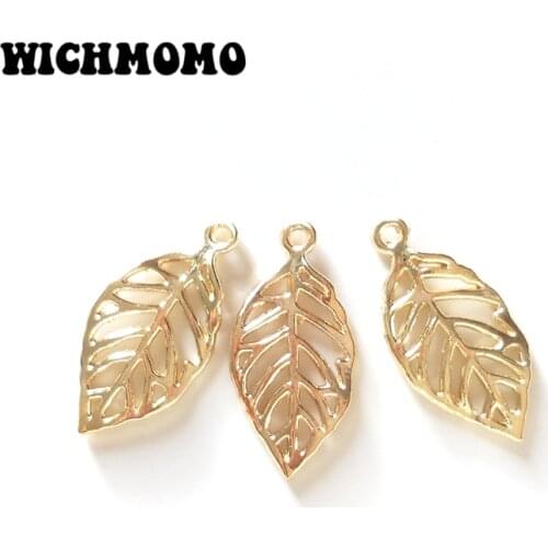 New 10pcs 28*13MM Zinc Alloy Golden Leaf Charms Pendants for DIY Fashion Jewelry Findings Accessories