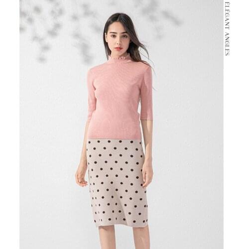 Half-Collar Slim Half-Sleeve Shirt Shirt 2020 New Style for Autumn and Winter Sweater Female Close-Fitted and Comfortable Women