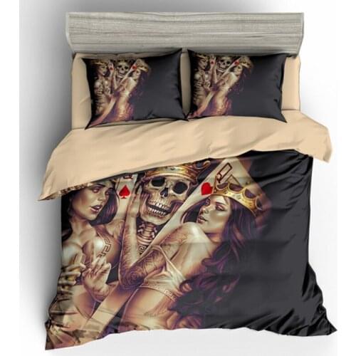 Drop Shipping 3D Skull Bedding Set Print Duvet cover set life like Bedclothes with pillowcase bed set Home Textiles one side
