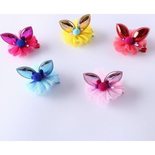 Pet Korean hairpin Princess Cute Sweet Rabbit ears hairpin Dog accessories wholesale pet clip 20pcs