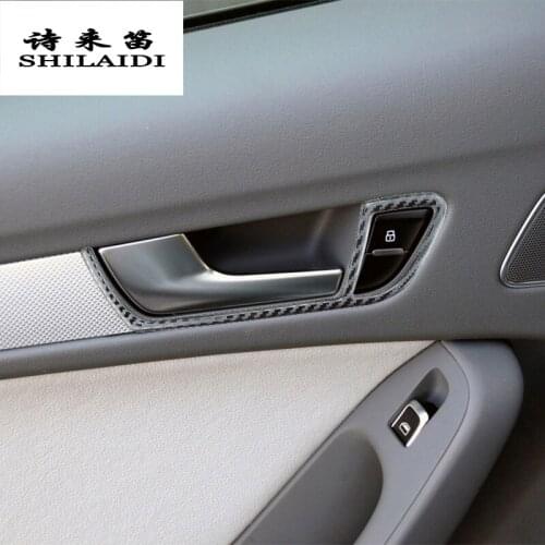 Car styling for Audi A4 B8 A5 Interior Door Handle Door wrist Decoration Decorative Cover Auto Accessories Carbon Fiber Stickers