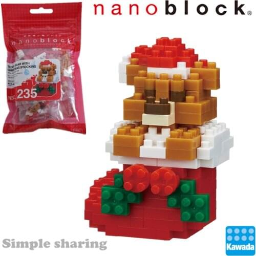 NBC-235 Nanoblock Christmas Teddy Bear Christmas Stocking Building Blocks 150 Pcs Funny Creative Toys For Kids Great Gift