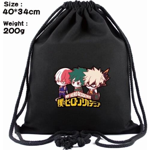 Anime My Hero Academia Drawstring Bag Midoriya Izuku Canvas Travel Storage Backpack with String