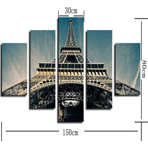 Top-Rated Large HD canvas painting of looking Eiffel Tower modern city paris landscape combined oil painting free shipping