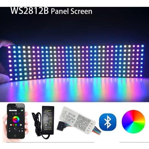 WS2812B LED Panel Screen WS2812 Pixels Module Light 8*8 16*16 8*32 With SP110E Bluetooth Controller Individually Addressable 5V