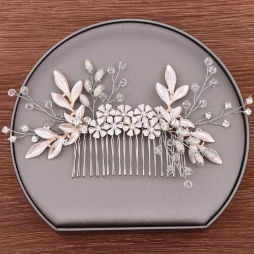Bride Tiara Handmade Leaf Crystal Hair Comb Hair Accessories For Women Prom Bridal Hair Comb Headpiece Wedding Hair Jewelry