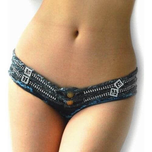 2019 New Sexy Women Denim Hot Shorts Womens Mini Micro Denim Jean Twerk Shorts Ultra Low Rise Show Sexy Summer Shorts