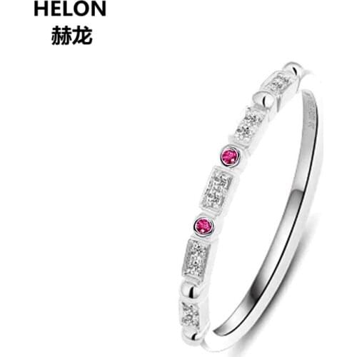 Women Natural Diamonds Engagement Wedding Ring Solid 10k White Gold Party Anniversary Band Fine Jewelry Natural Ruby Gift