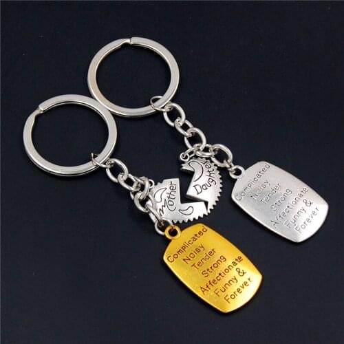 1PC Mom Daughter Key Chain Heart Puzzle Key Ring Diy Mothers Day Gift For Mother