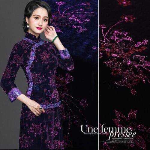 114cm wide bronzed silk velvet fabric meter fashion dress this silk fabric bronzing rayon fabric wholesale velvet cloth