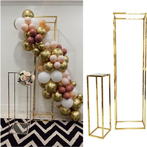 2PCS Birthday Party Balloons Pillar Column Frame Wedding Flower Stand With Plinth Table For Floral Garland Cake Display Holder