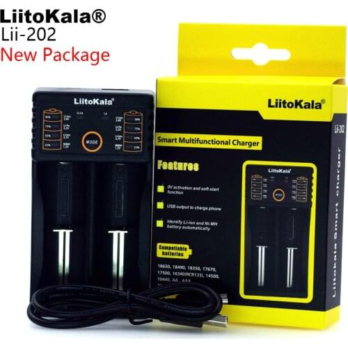 2019 Liitokala Lii-100 Lii-202 1.2V/ 3V/3.7V/4.25V 18650/26650/18350/16340/18500/AA/AAA NiMH lithium battery charger lii202