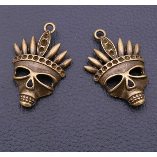 4pcs Antique Bronze Color Shaman Wizard mask alloy Pendant For Necklace Bracelet DIY Retro Jewelry Findings A730