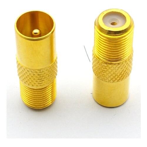 50pcs/100pcs Gold plated F female jack to IEC PAL DVB-T TV male plug RF connector
