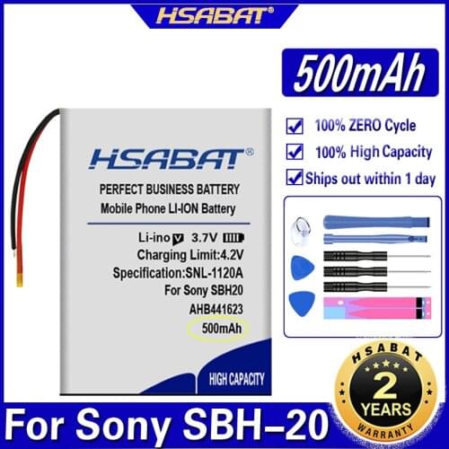 HSABAT 381424 AHB441623 500mAh Battery for Sony SBH-20 SBH20 Wireless Headset Batteries