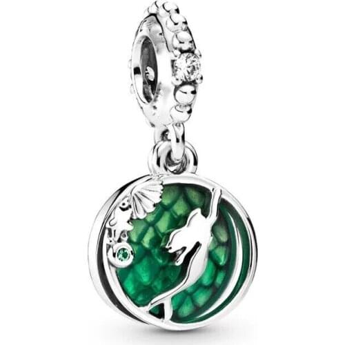 Original 925 sterling silver mermaid pendant charm beads fit Pandora bracelet & necklace making woman birthday gift fine jewelry