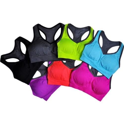 Fast drying Breathable Outdoor Yoga Sports Bra Padded Wirefree Shockproof Runing Gym Bras V Neck For bra sizes female 7 color