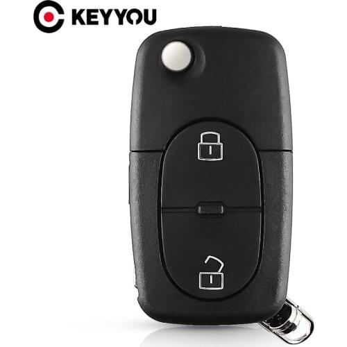 2 Button Flip Folding Car Key Case Fob CR2032 Battery Holder For VW Volkswagen Golf Polo T5 Passat Skoda Beetle With HU66 Blade
