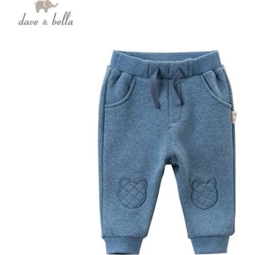 DBS14495 dave bella autumn baby boys fashion cartoon pockets pants children full length kids pants infant toddler trousers