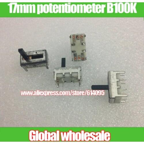 10pcs T 17mm double fader potentiometer B100K / with mid-point handle length 10MM / length 1.7MM width 9MM high 6.5MM