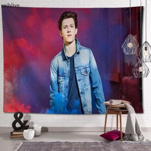Famous Actor Tom Holland Tapestry Customizable Bohemian Wall Hanging Room Carpet HD Tapestries Art Home Decoration Accessories
