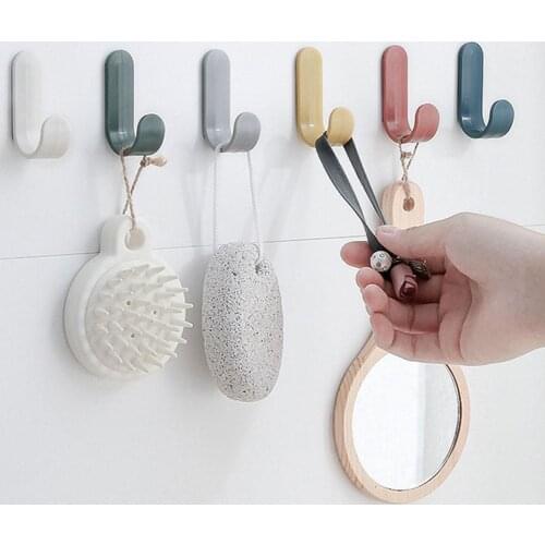 Towel Hooks Plastic Door Hangers Self Adhesive Wall Racks Hangers Hat Hanger Home Holder Keys Wall Organizer Key Decor V1N7