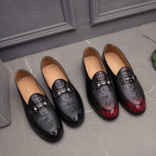 Hot-selling brand mens shoes 2020 spring fashion natural leather British style crocodile pattern business loafers large size 46