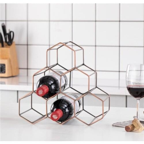 6 Bottles Metal Wine Rack Countertop Free-stand Wine Storage Holder Space Saver Protector Kitchen Bar Wine Storage Stand