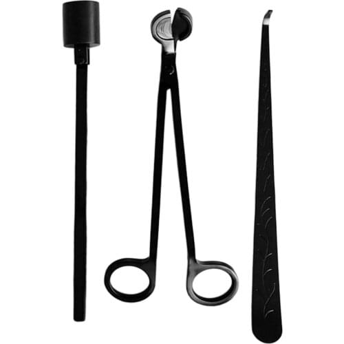 Candle Care Kit, Matte Black Candle Tools Set Includes Wick Trimmer, Wick Dipper, and Bell Snuffer for Candle Lovers