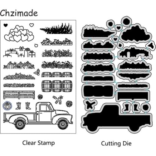 Chzimade Car Heart Cutting Dies And Scrapbooking For Paper Making Embossing Frame Card Making Clear Stamps Set