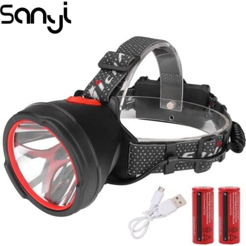 SANYI XML-L2 LED Flashlight Forehead by 2* 18650 Battery USB Rechargeable 3 Modes Camping Light Headlamp Torch for Hunting