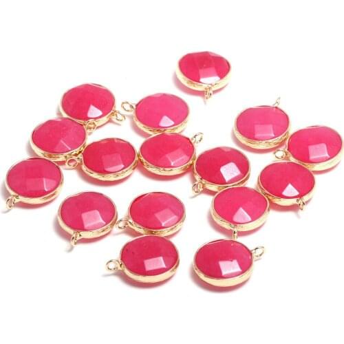 New 5pcs Natural Stone Round Section Dye Stone Pendants for Jewelry Making DIY Necklace Size 17x20mm