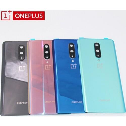 Original Oneplus 8 Back Battery Cover One Plus 8 Rear Battery Door Housing Case Back Glass Panel 1+8 Back Cover+Camera Lens Logo