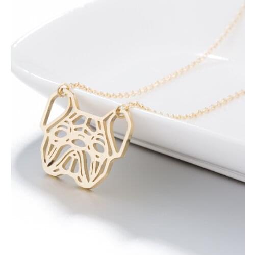 Daisies French Bulldog Pendants Necklace Geometric Origami Dog Unique Necklaces For Women Animal Jewelry